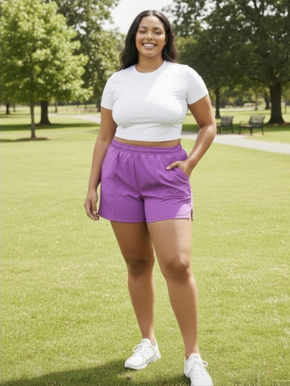 BCG Women's Bright Pink Elastic-Waist Athletic Shorts